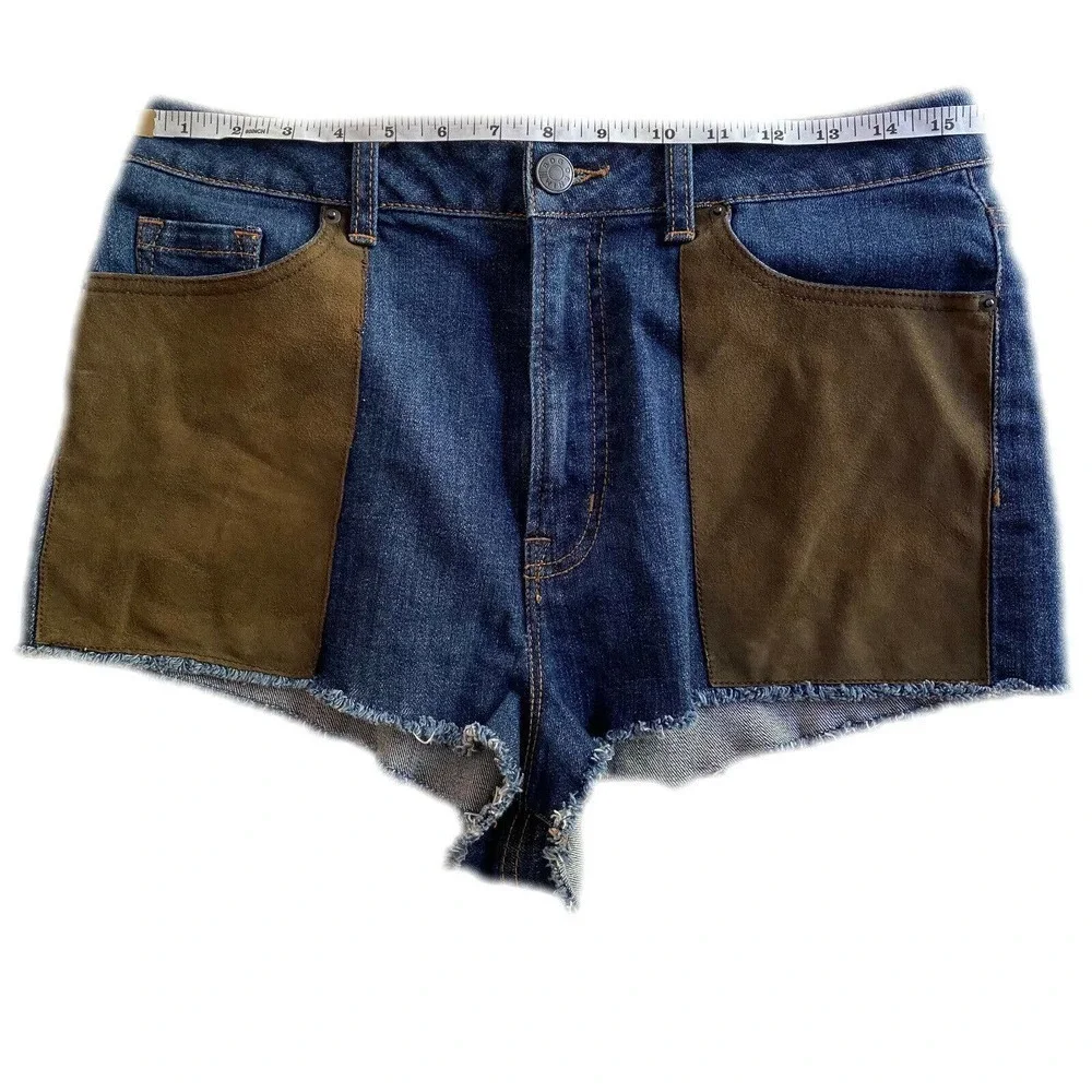 BDG Women's Blue High Rise‎ Cheeky Shorts 31
